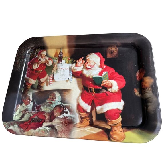 Coca-Cola Santa Metal Serving Tray Featuring Haddon Sundblom Artwork Vintage-Ins - Picture 3 of 3